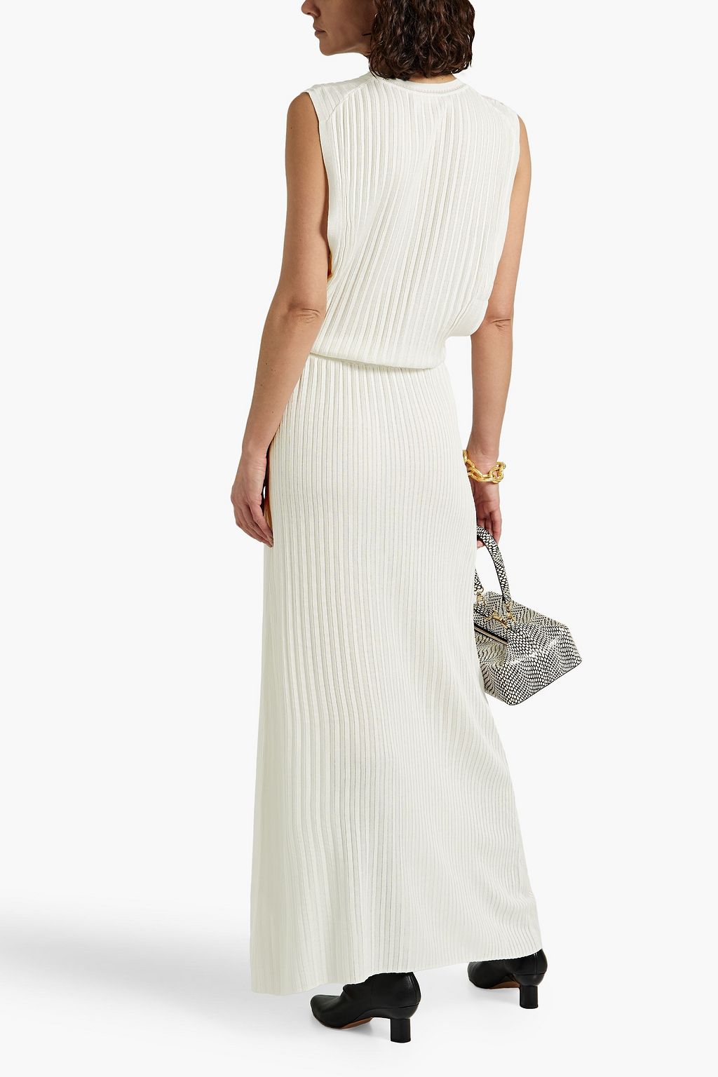 CHLOÉ Ribbed silk and linen-blend maxi dress