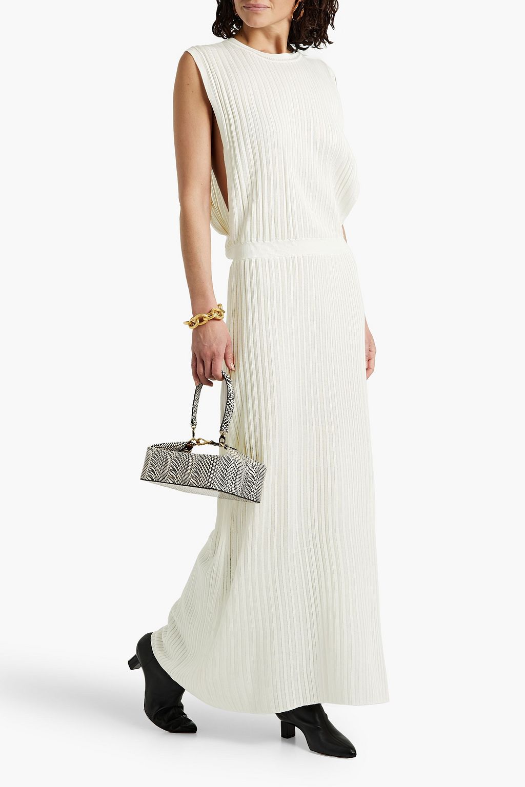 CHLOÉ Ribbed silk and linen-blend maxi dress