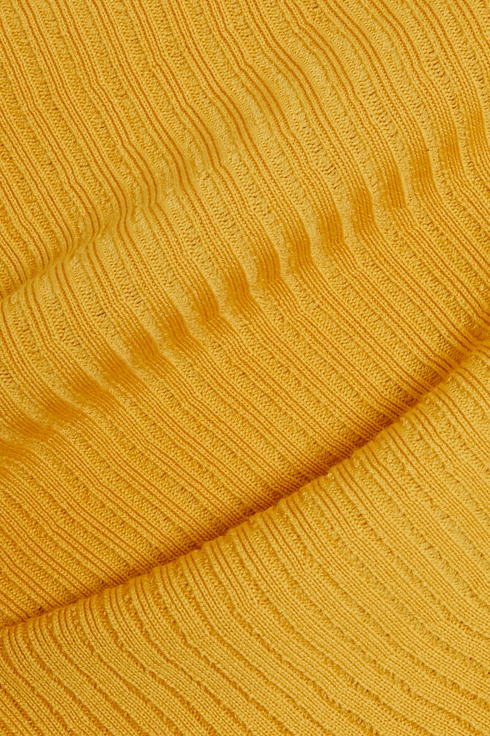 Chloé Cutout Ruffled Ribbed Wool Maxi Dress In Saffron