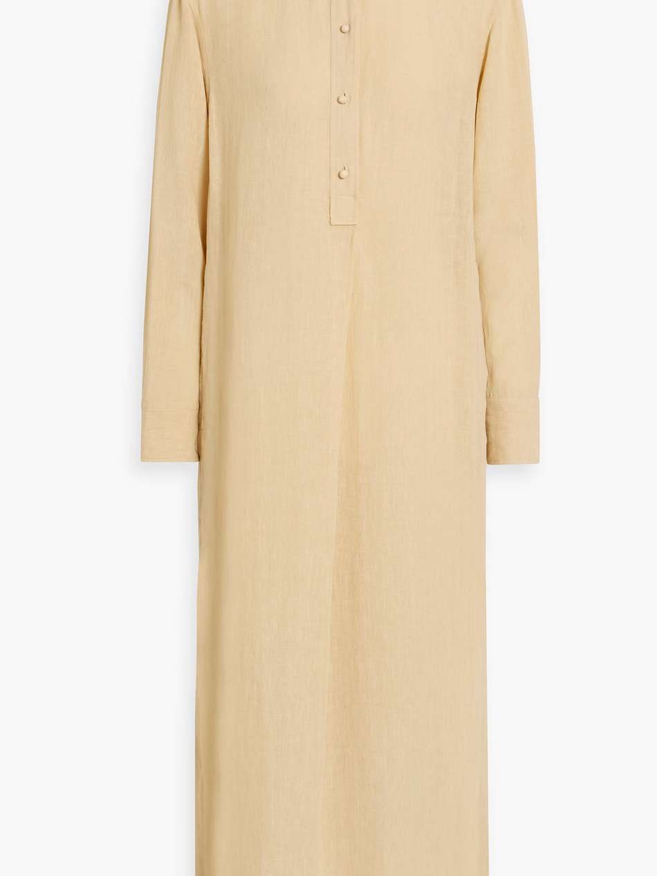 linen maxi shirt dress