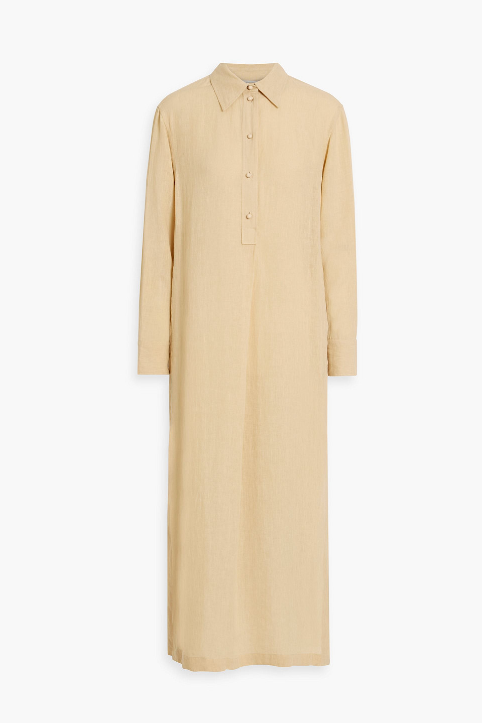 Chloé Linen Maxi Shirt Dress In Beige