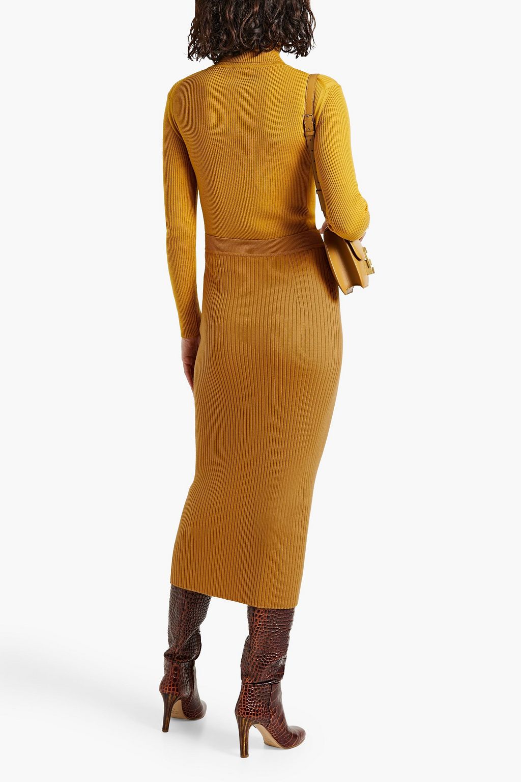CHLOÉ Ribbed wool and cashmere-blend midi skirt