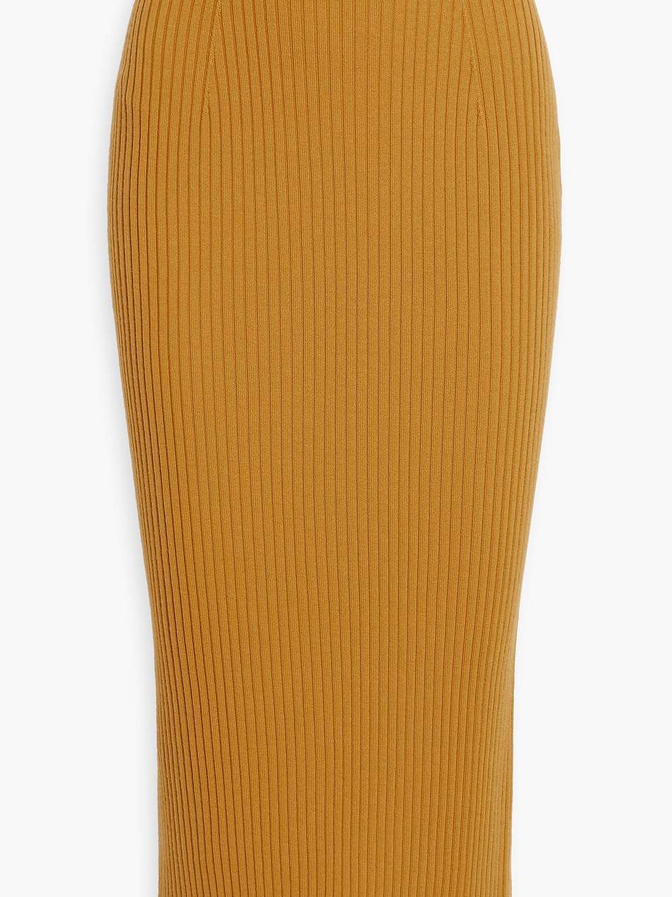 ribbed wool and cashmere-blend midi skirt