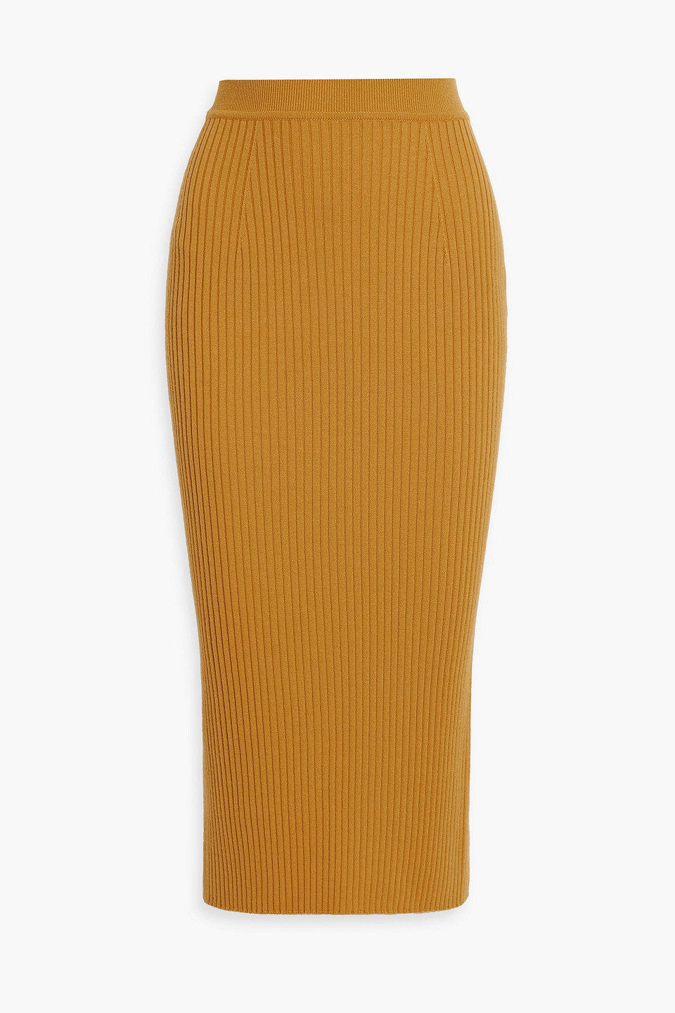 Chloé Ribbed Wool And Cashmere-blend Midi Skirt In Saffron