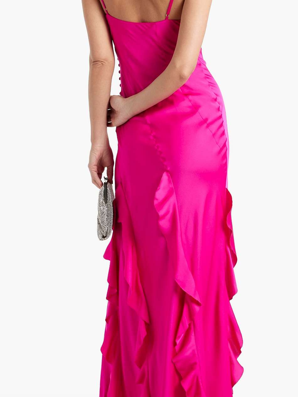 kamila ruffled silk-blend satin gown