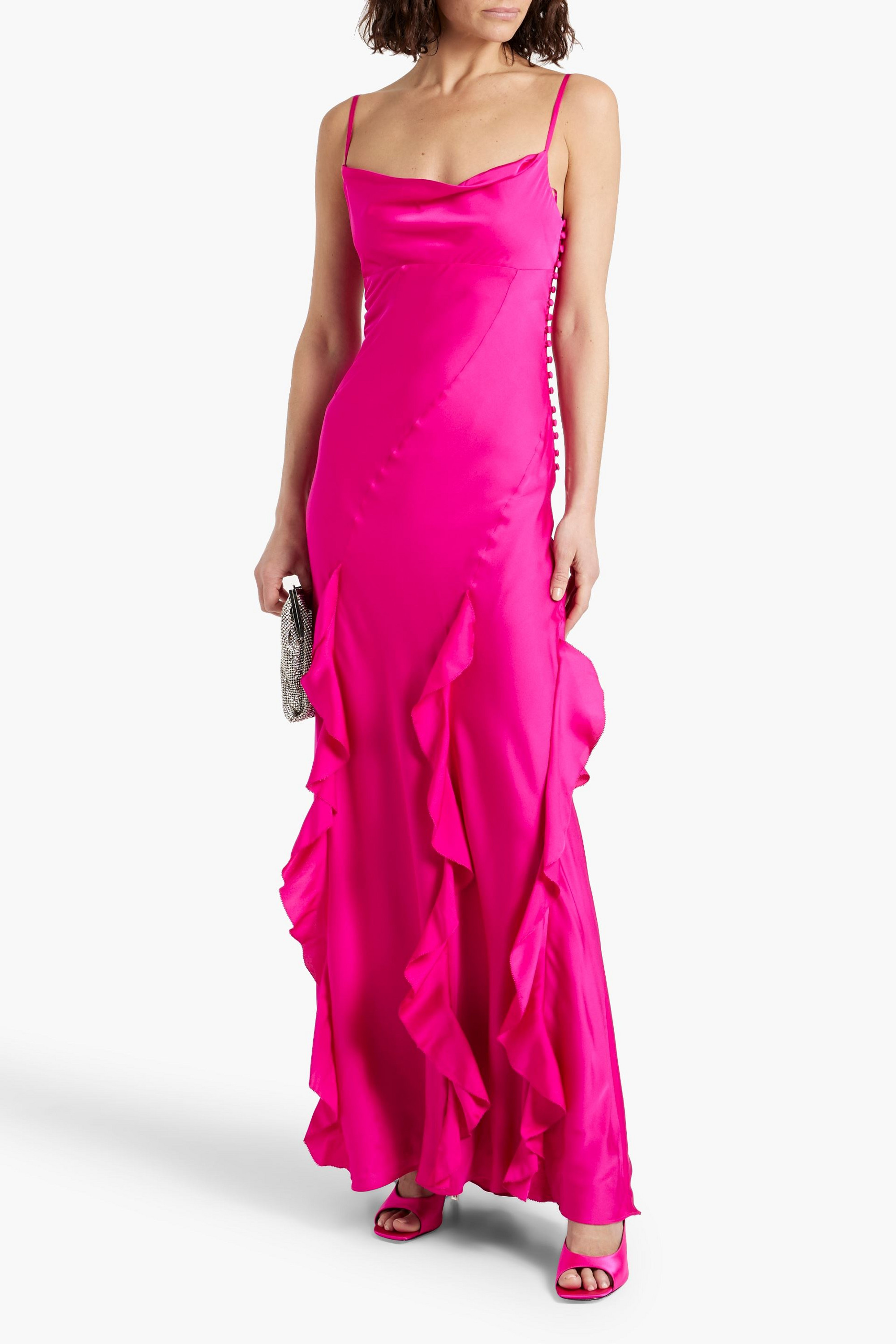 NICHOLAS Ruffled silk-blend satin gown