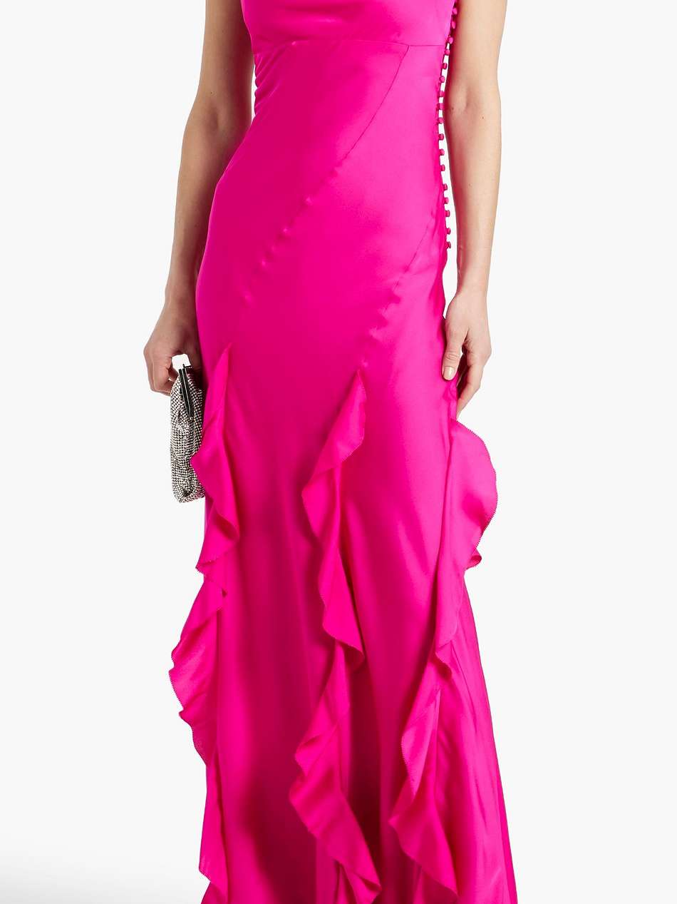 kamila ruffled silk-blend satin gown