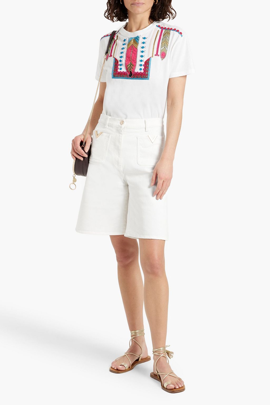 VALENTINO GARAVANI Embellished cotton-jersey T-shirt