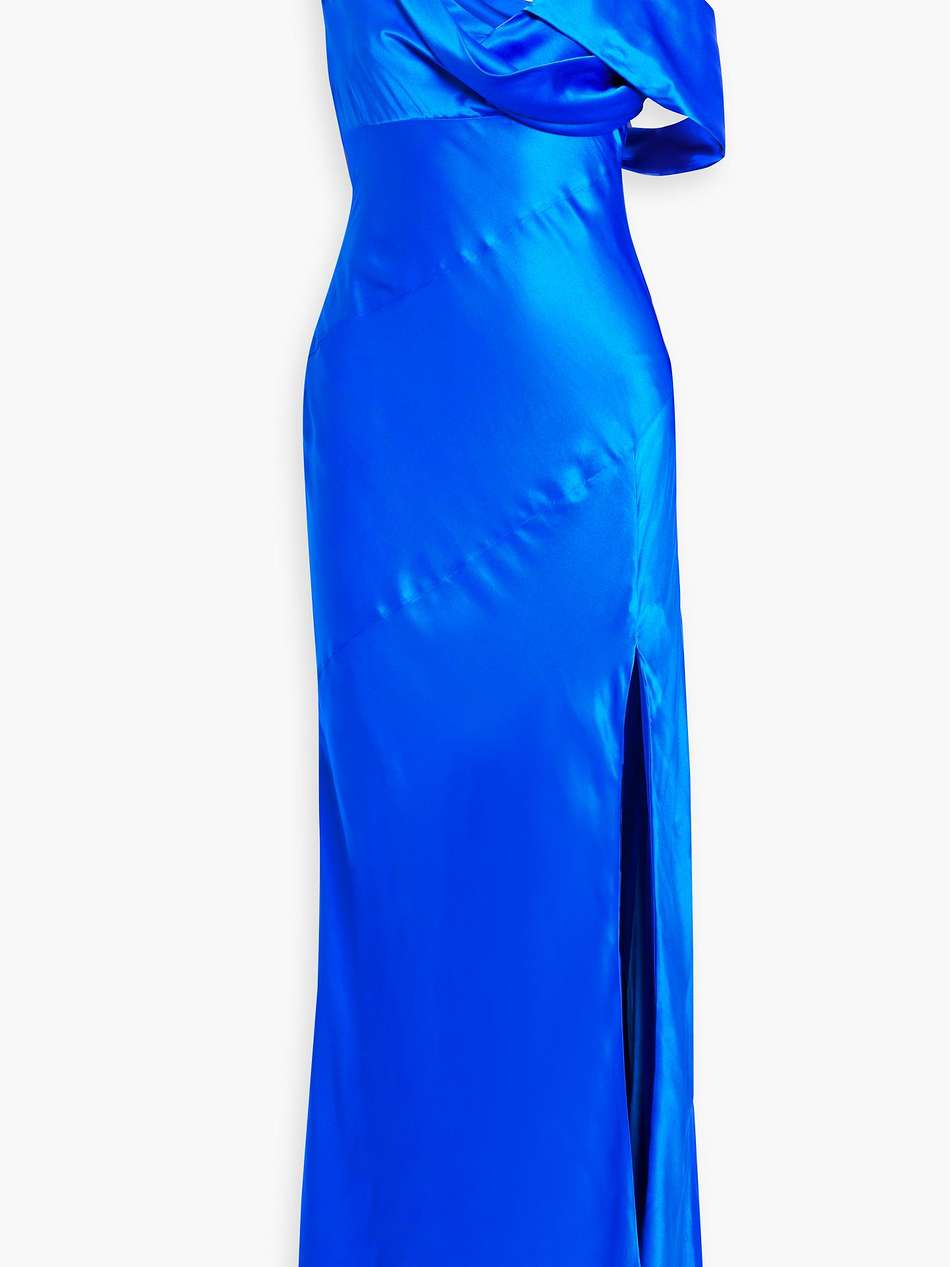 presley draped silk-satin gown