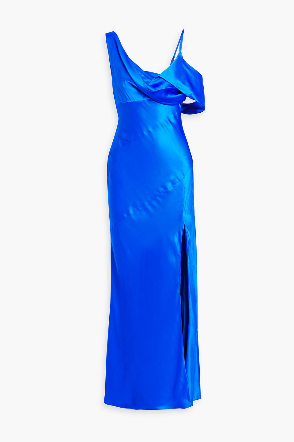 Nicholas Presley Draped Silk-satin Gown In Bright Blue