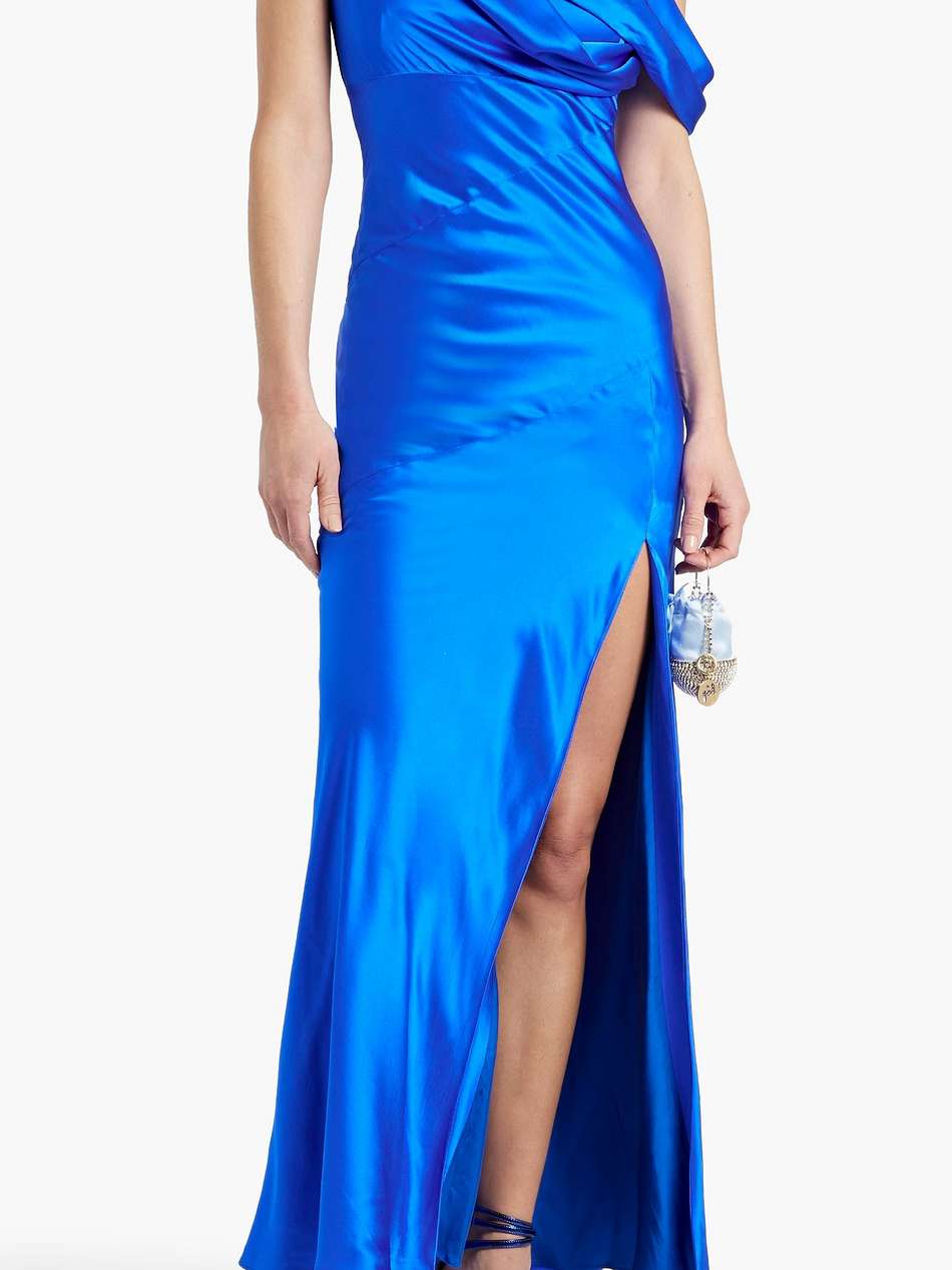 presley draped silk-satin gown