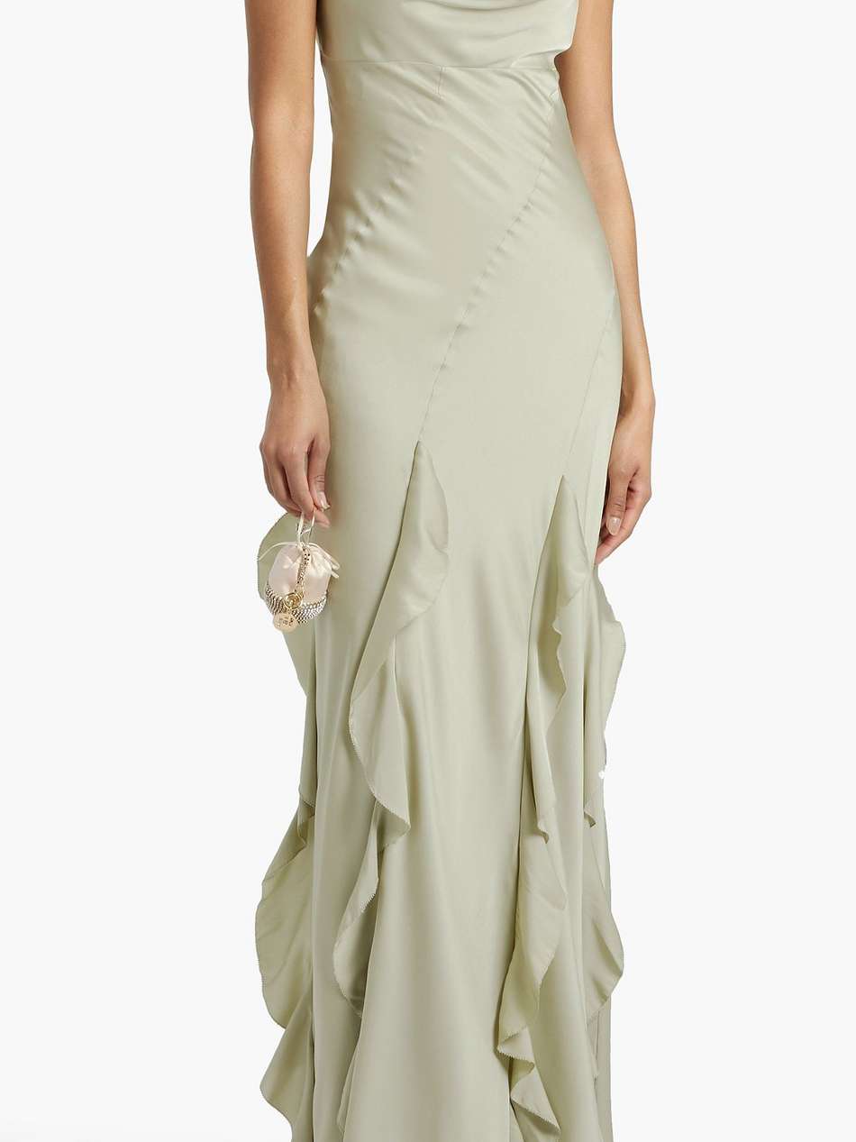 kamila ruffled silk-blend satin gown