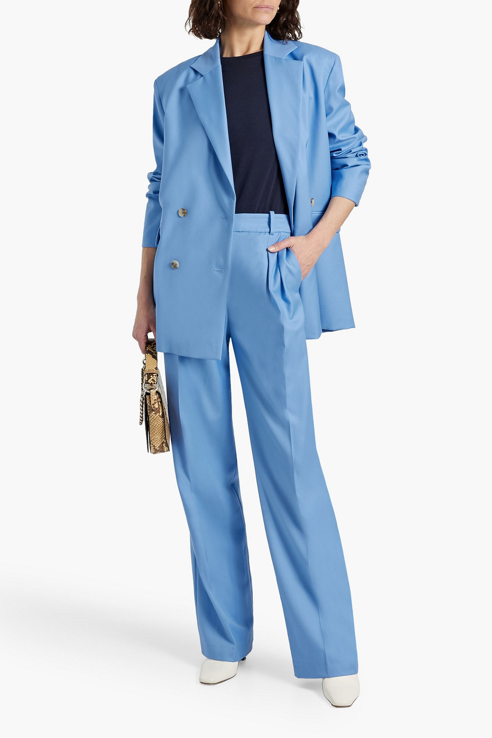 LOULOU STUDIO DONAU DOUBLE-BREASTED WOOL-TWILL BLAZER