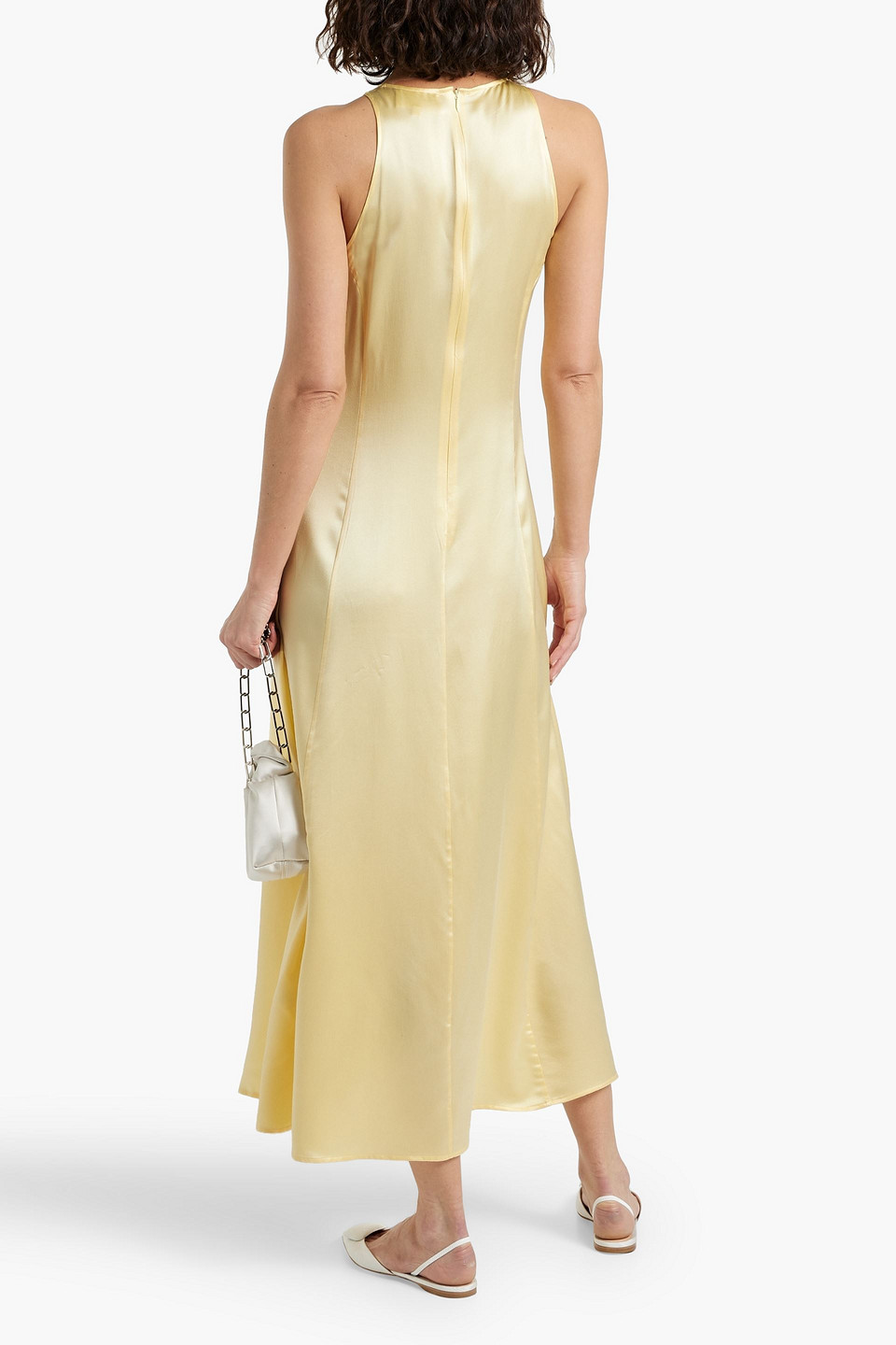 Shop Loulou Studio Dola Silk-satin Midi Dress In Pastel Yellow