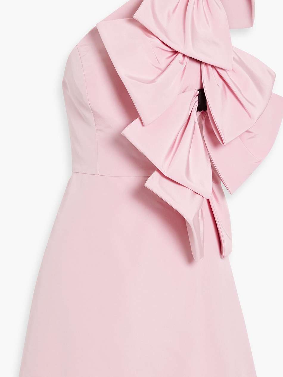 one-shoulder bow-detailed silk-faille mini dress