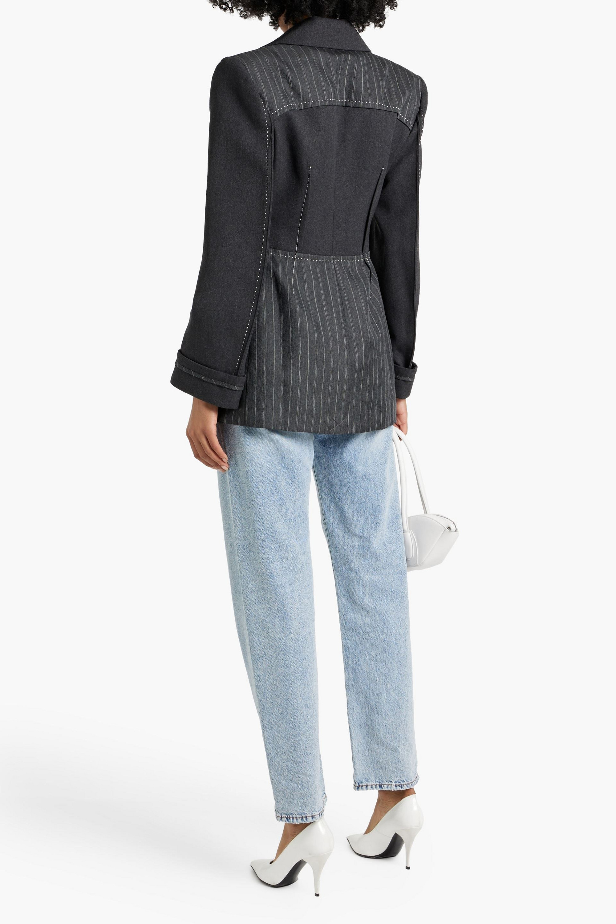 SIMKHAI Mariposa pinstriped wool-blend twill blazer