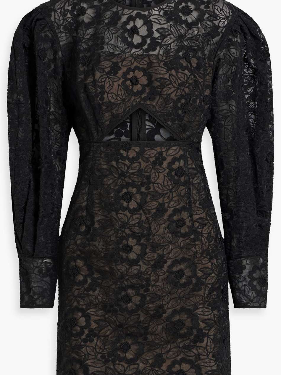 cutout cotton-blend guipure lace mini dress