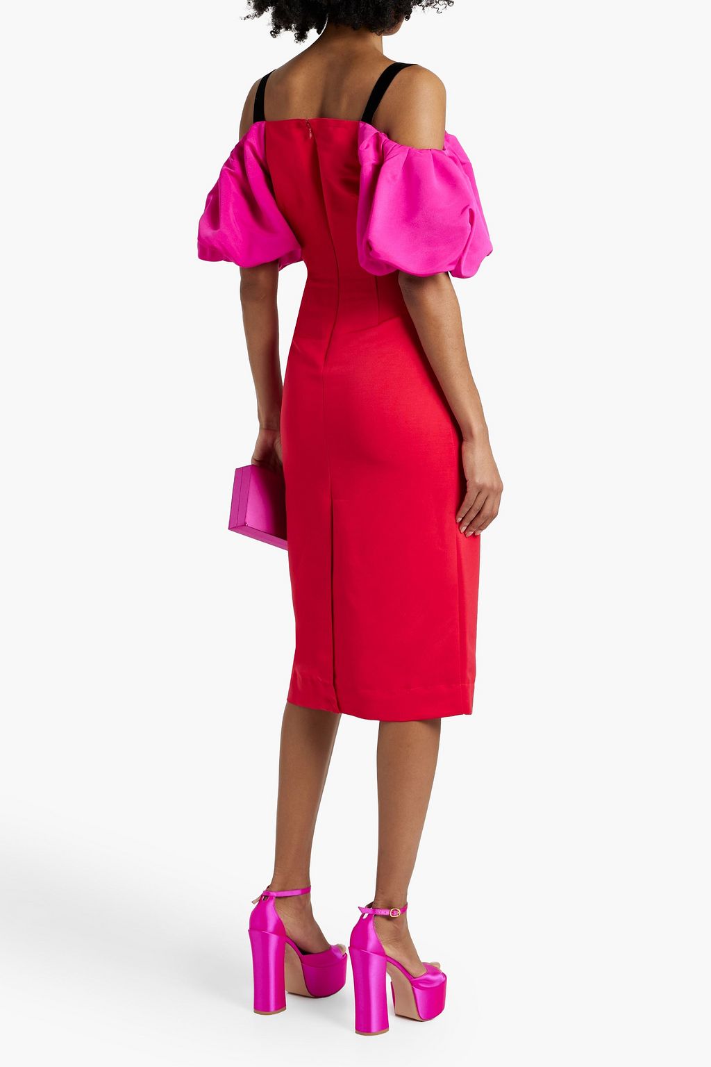 ZAC POSEN Zweifarbiges Kleid aus Faille mit Cut-outs