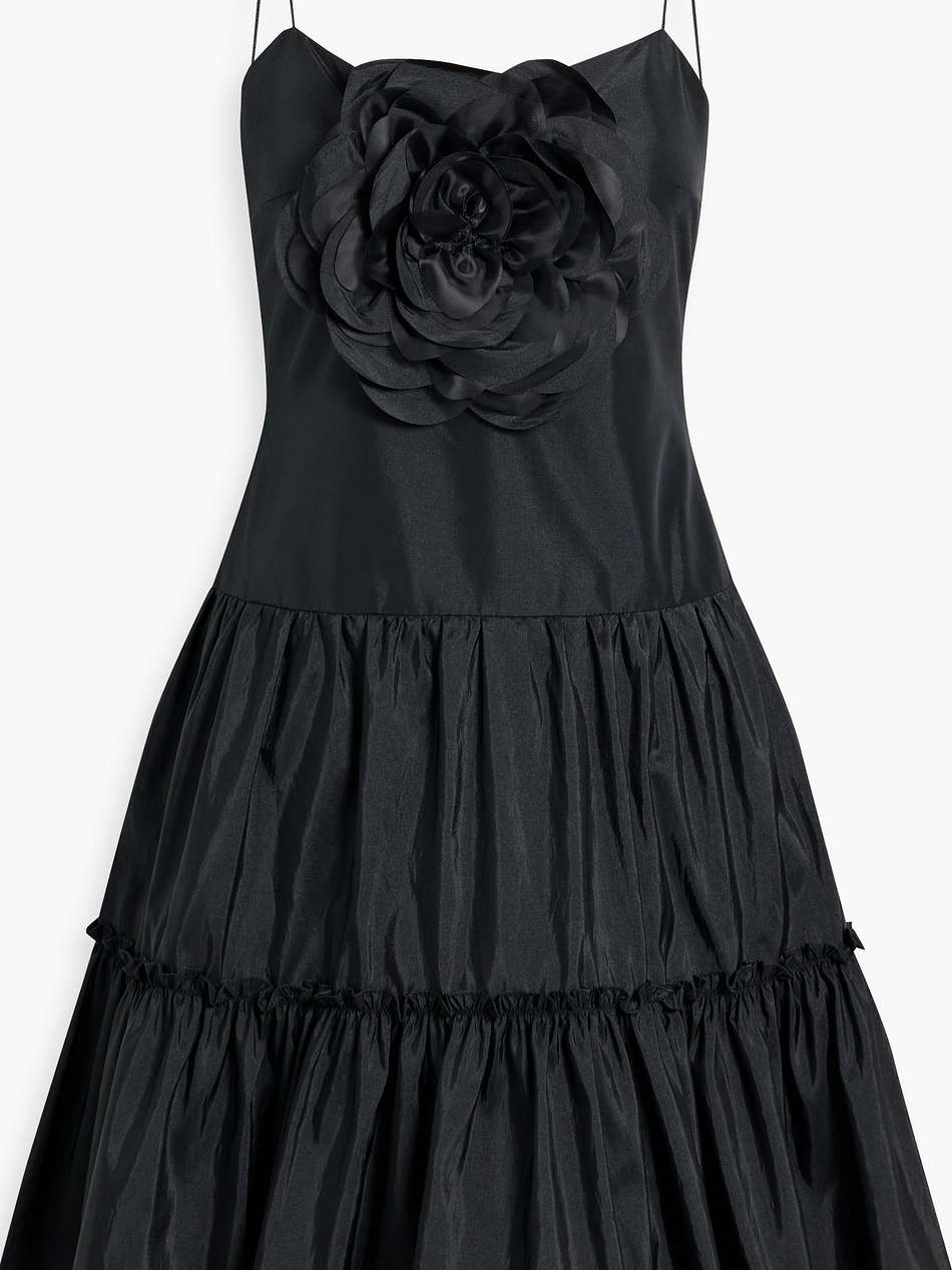appliquéd tiered taffeta mini dress