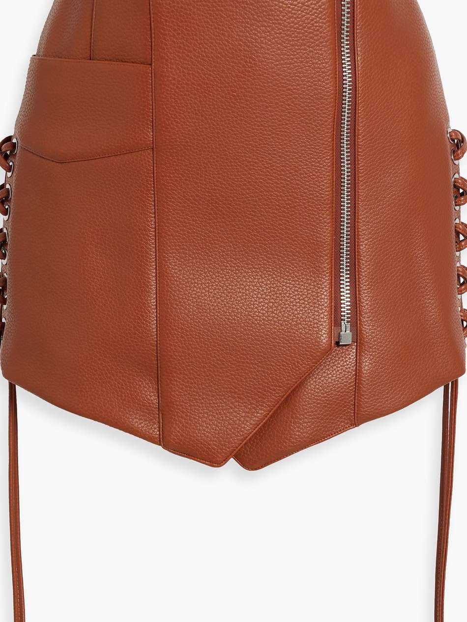 rider lace-up leather-blend mini skirt