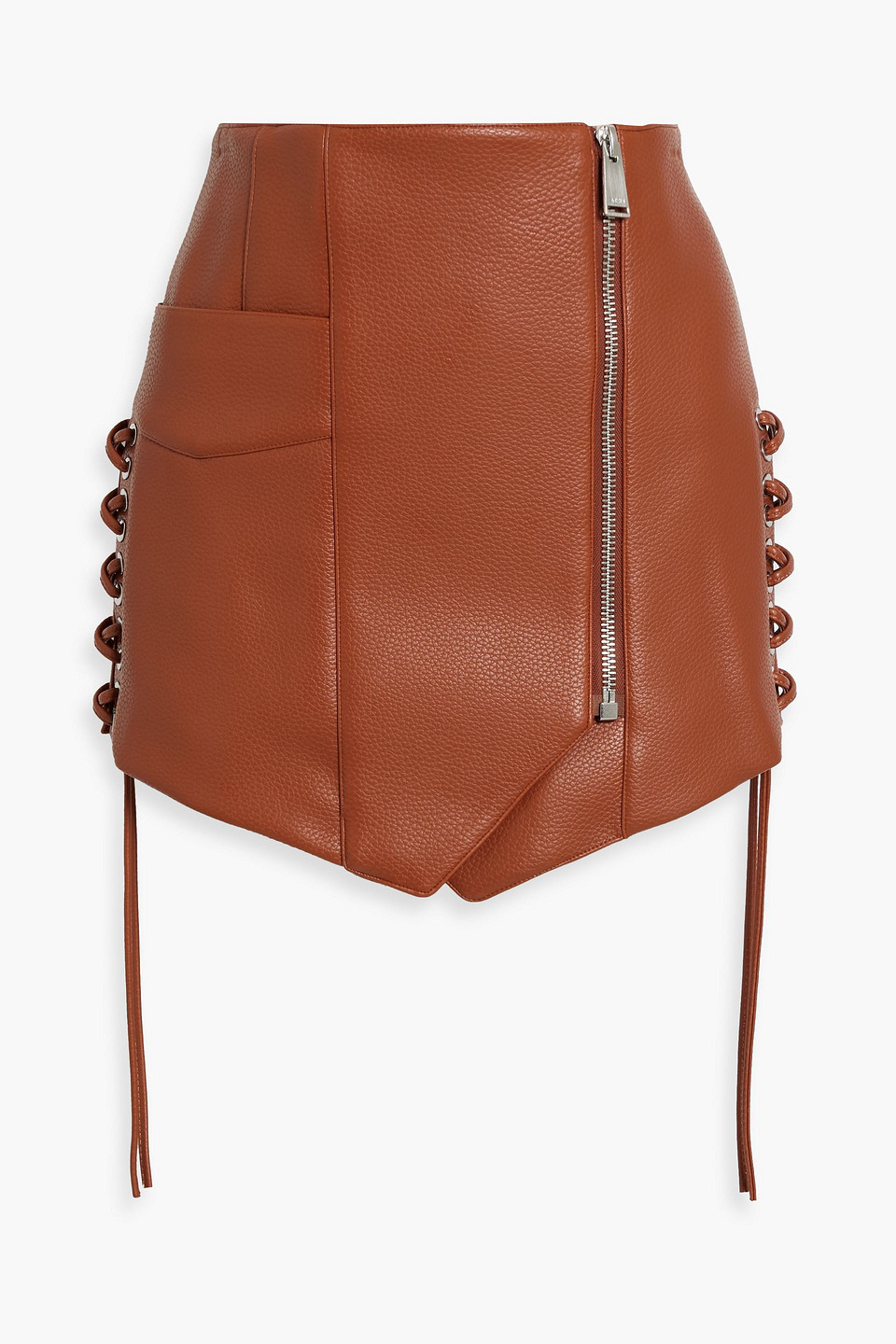 Rider lace-up leather-blend mini skirt