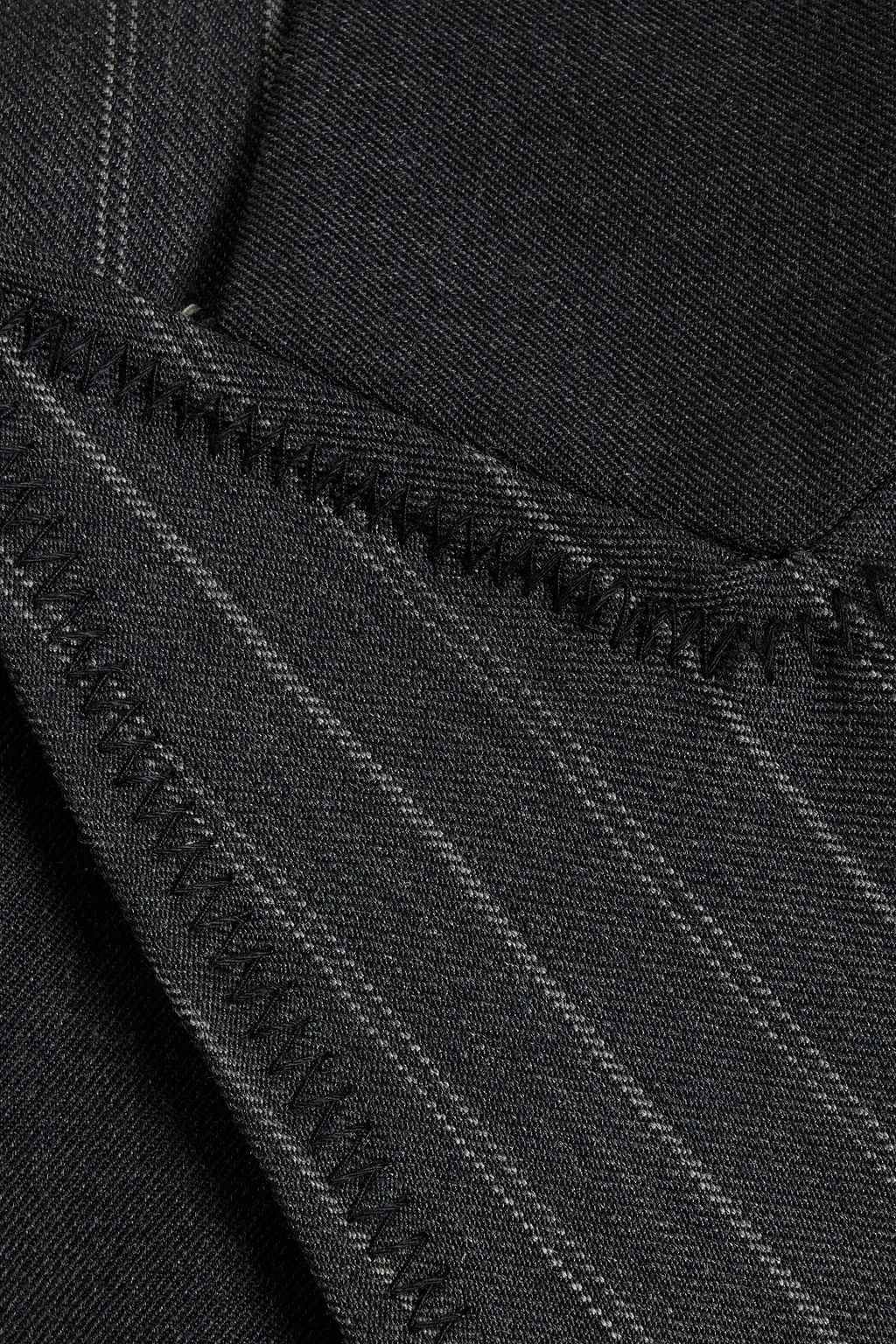 SIMKHAI Clare cropped pinstriped wool-blend twill blazer