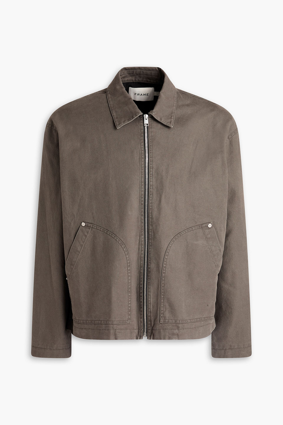 Frame Garment Washed Trucker Olive Green Cotton