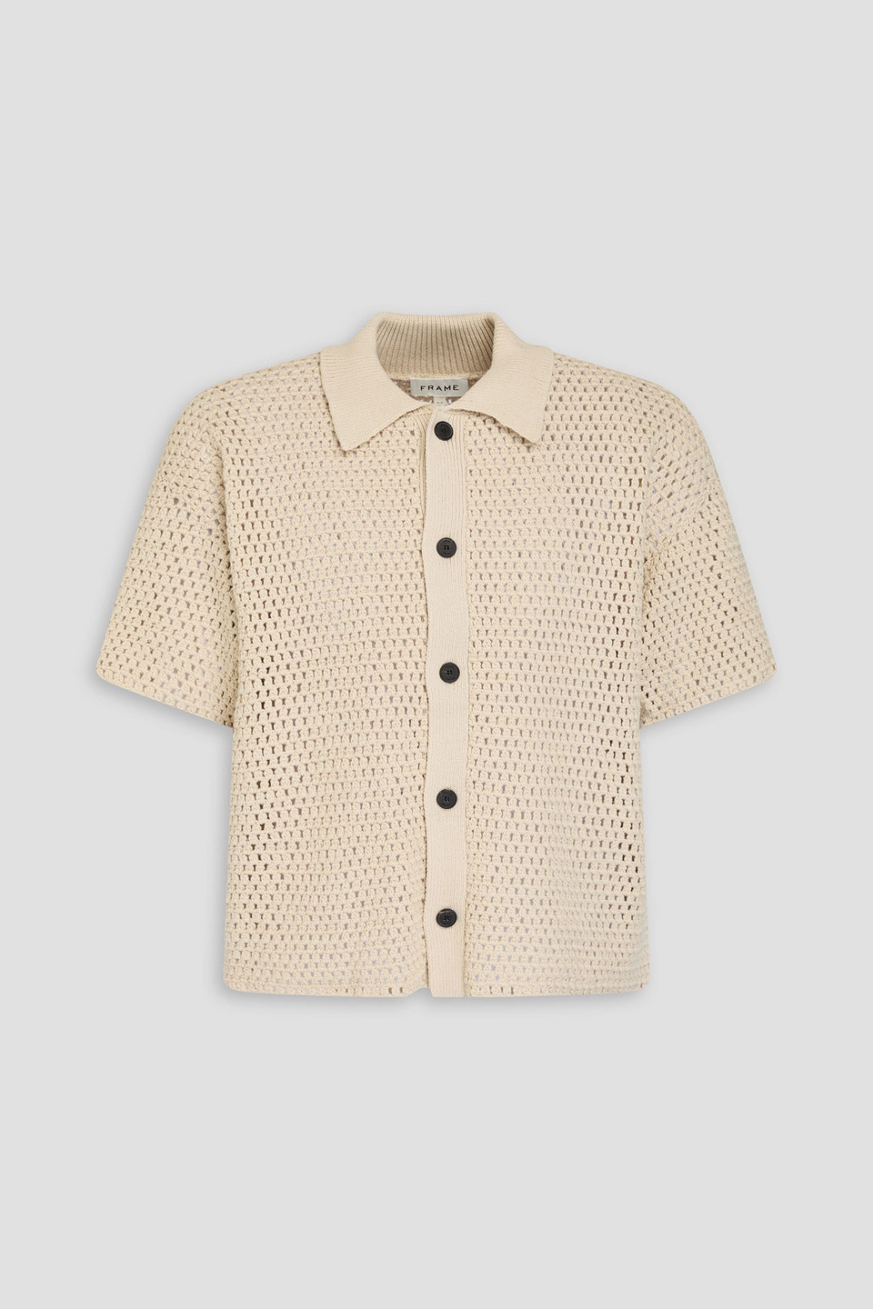 Frame Crocheted Cotton Shirt In Ecru