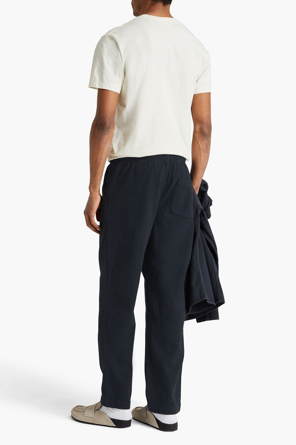 Frame Cotton Drawstring Pants In Navy