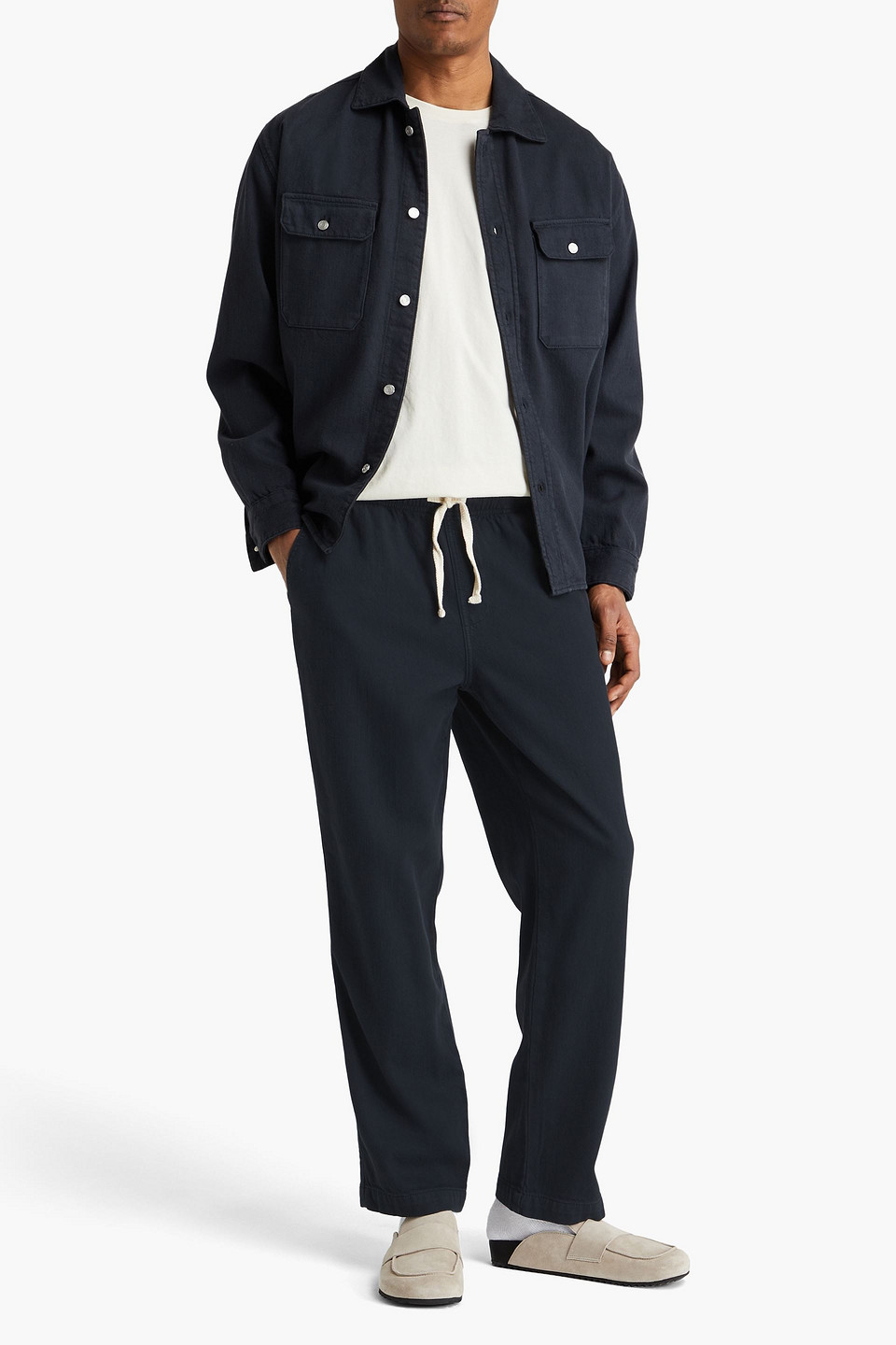 Frame Cotton Drawstring Pants In Navy