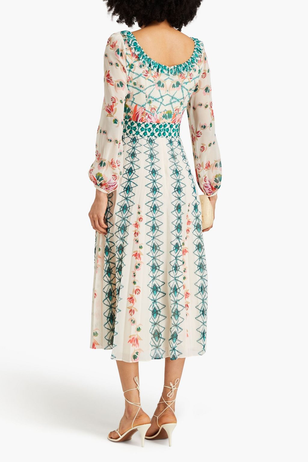 SALONI Denise ruffled printed silk-georgette midi dress