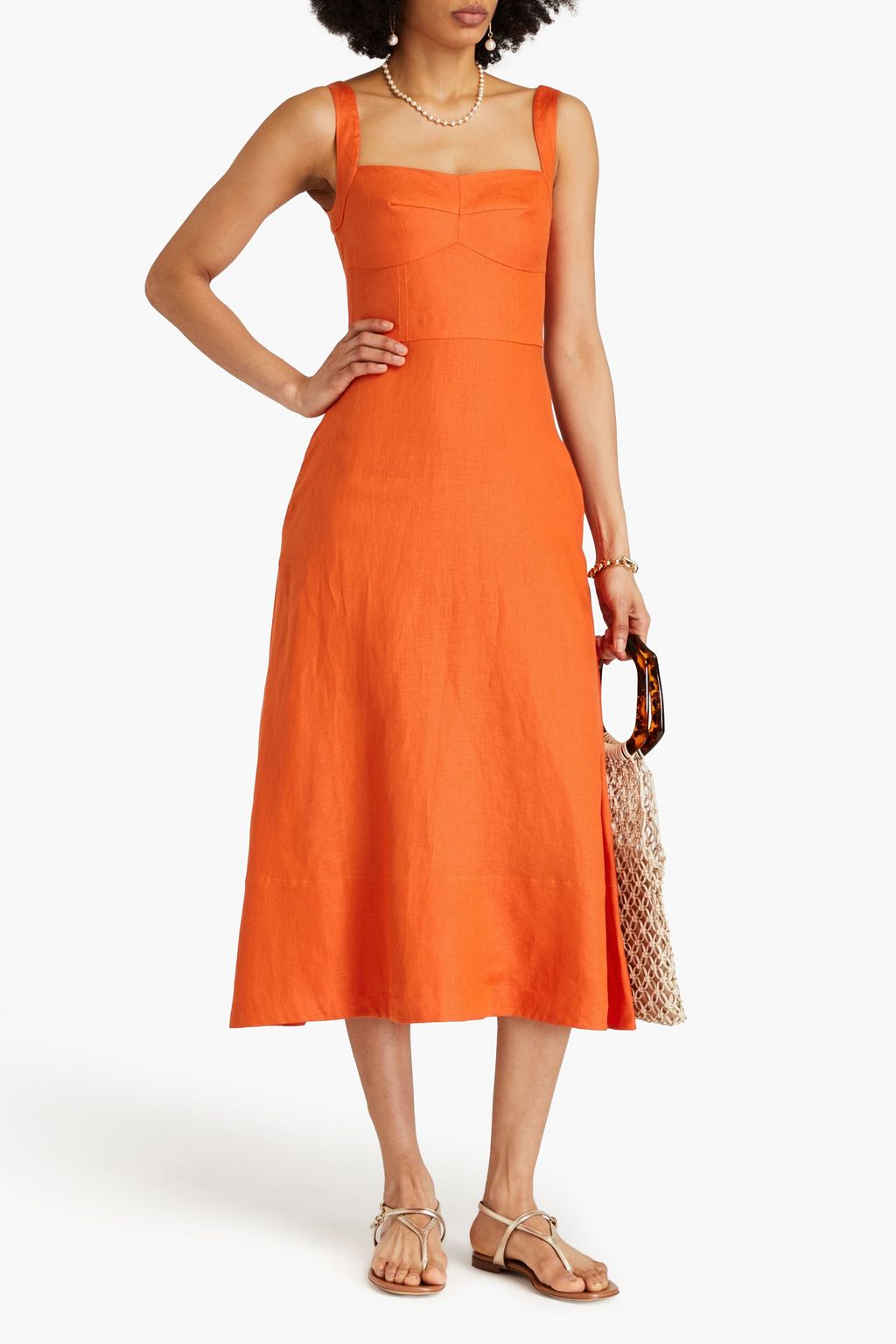 SALONI Rachel linen midi dress