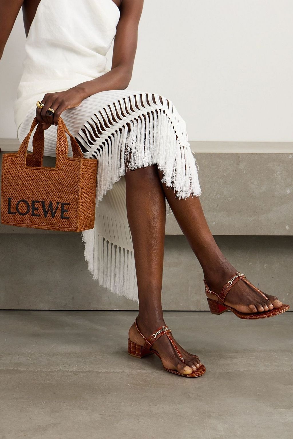 CHRISTIAN LOUBOUTIN MJ embellished croc-effect patent-leather sandals