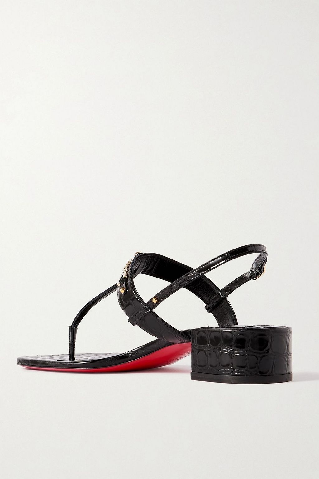CHRISTIAN LOUBOUTIN MJ embellished croc-effect patent-leather sandals
