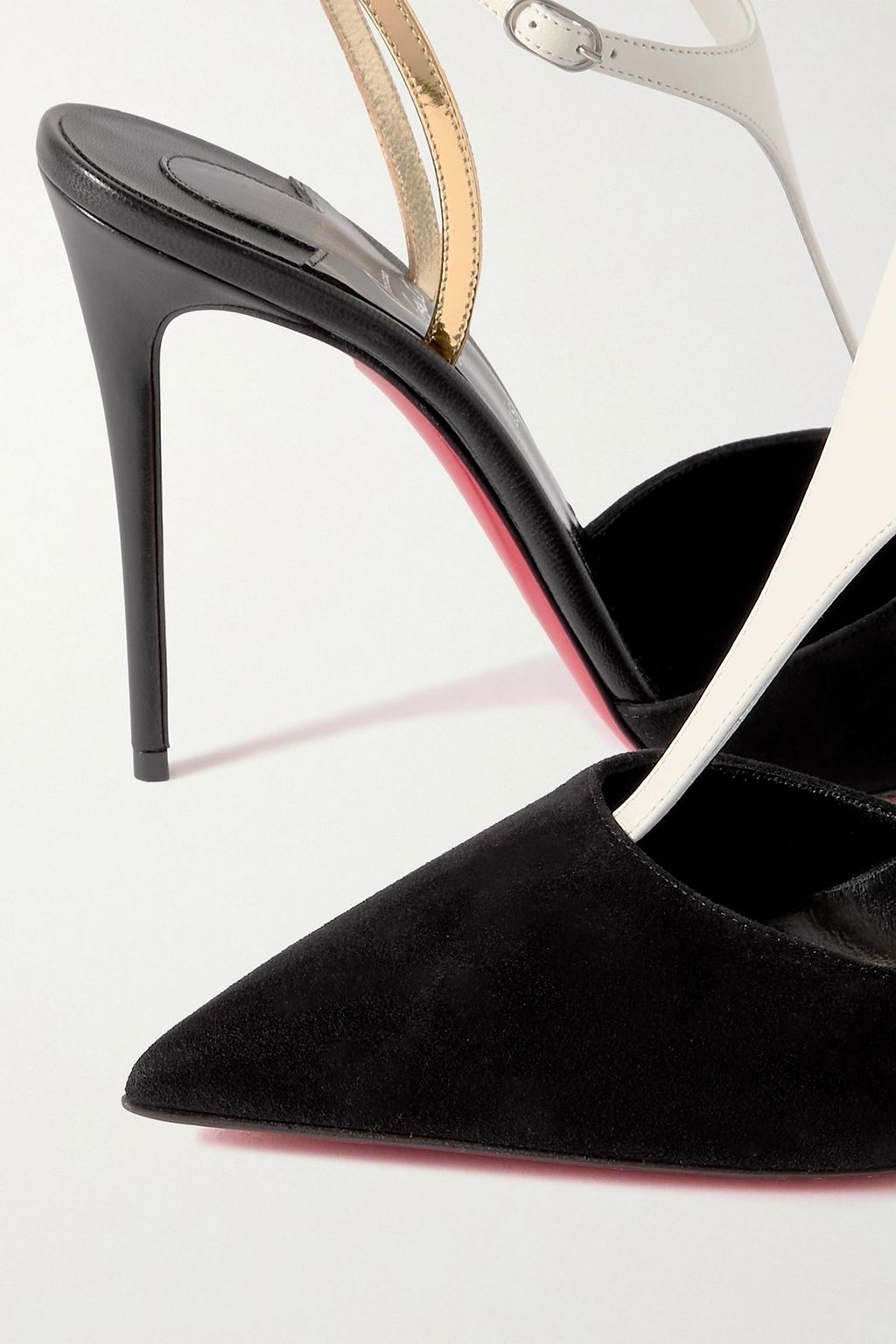 CHRISTIAN LOUBOUTIN Athina 100 leather-trimmed suede pumps