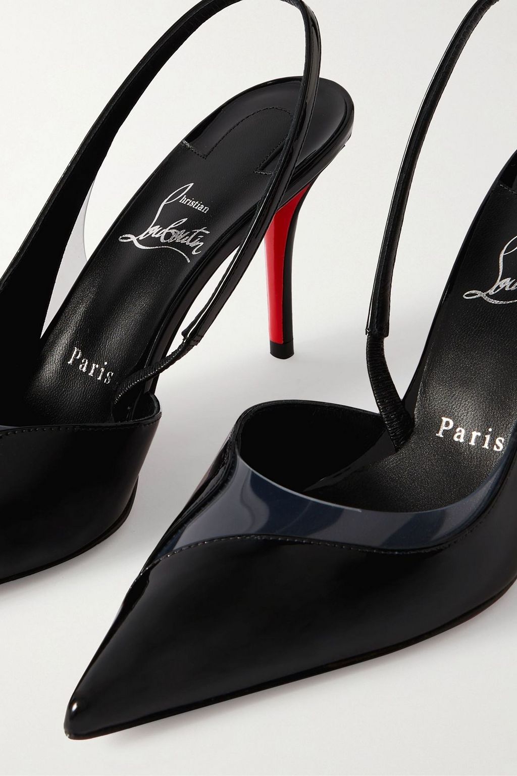 CHRISTIAN LOUBOUTIN Posticha 80 patent-leather and PVC slingback pumps