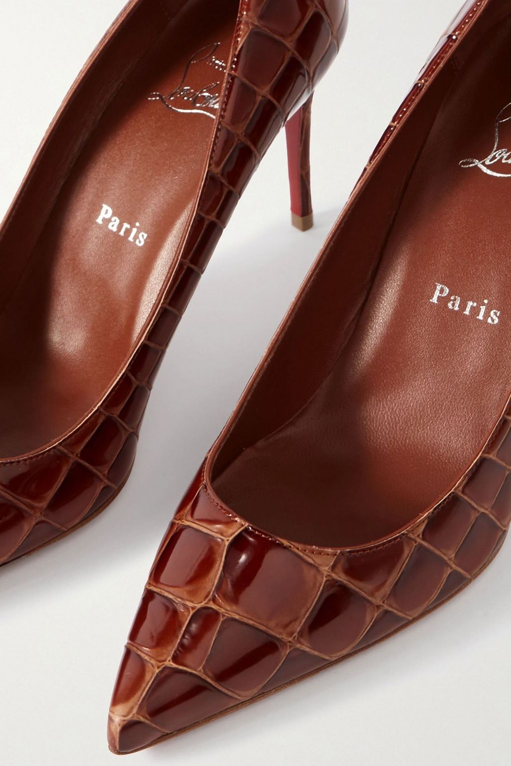 CHRISTIAN LOUBOUTIN Kate 85 croc-effect leather pumps