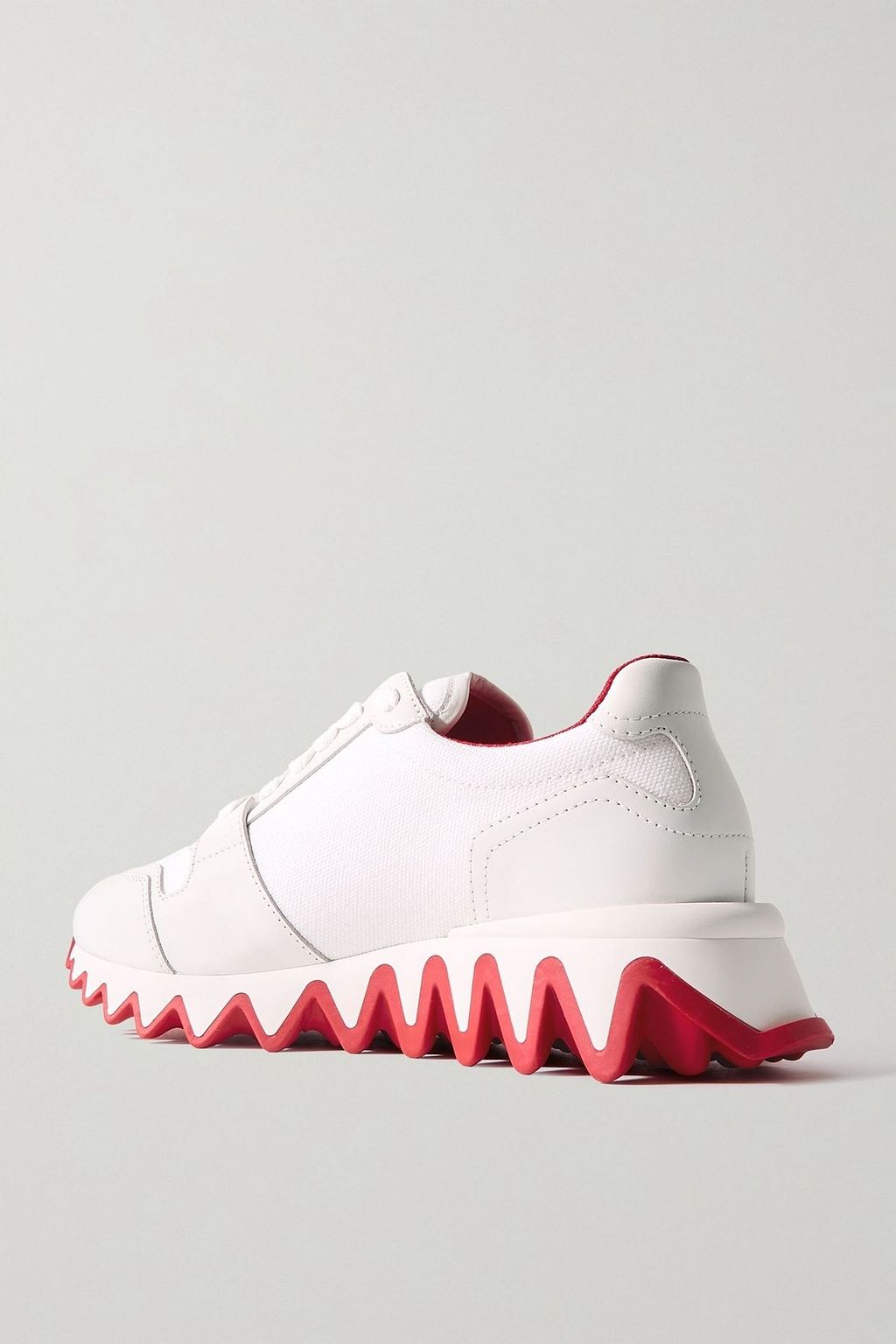 CHRISTIAN LOUBOUTIN Nastroshark embroidered grosgrain-trimmed canvas and leather sneakers