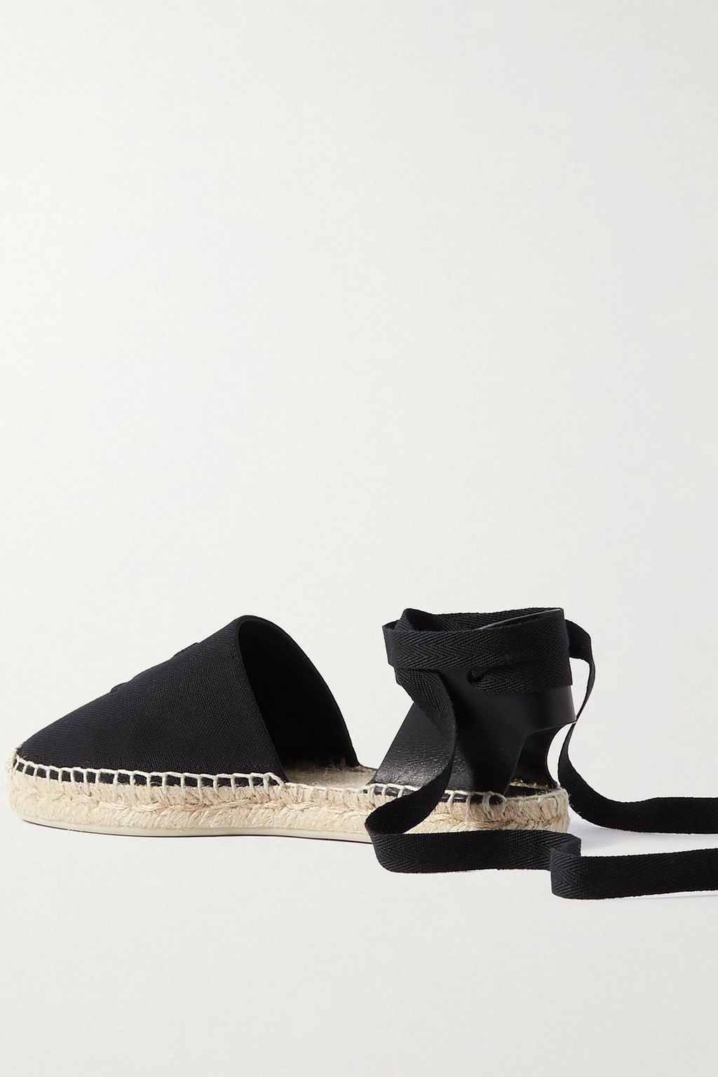 CHRISTIAN LOUBOUTIN Nanou Lace tie-detailed grosgrain-trimmed leather and canvas espadrilles