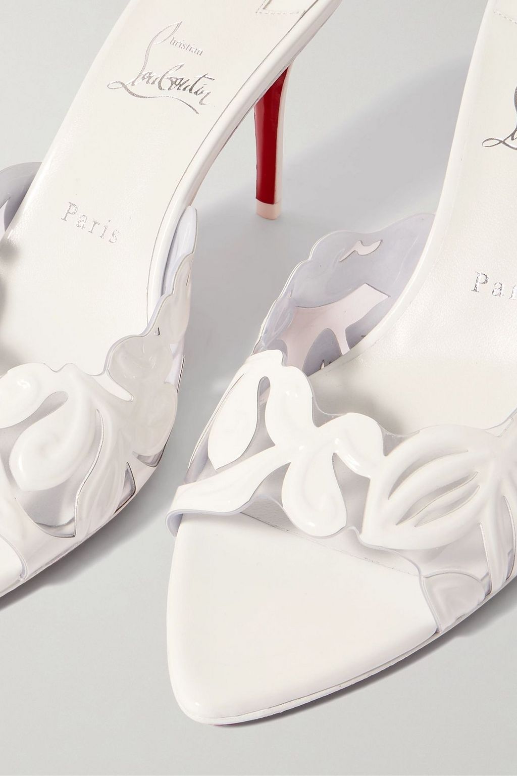 CHRISTIAN LOUBOUTIN Apostropha Petunia 80 patent-leather and PVC mules