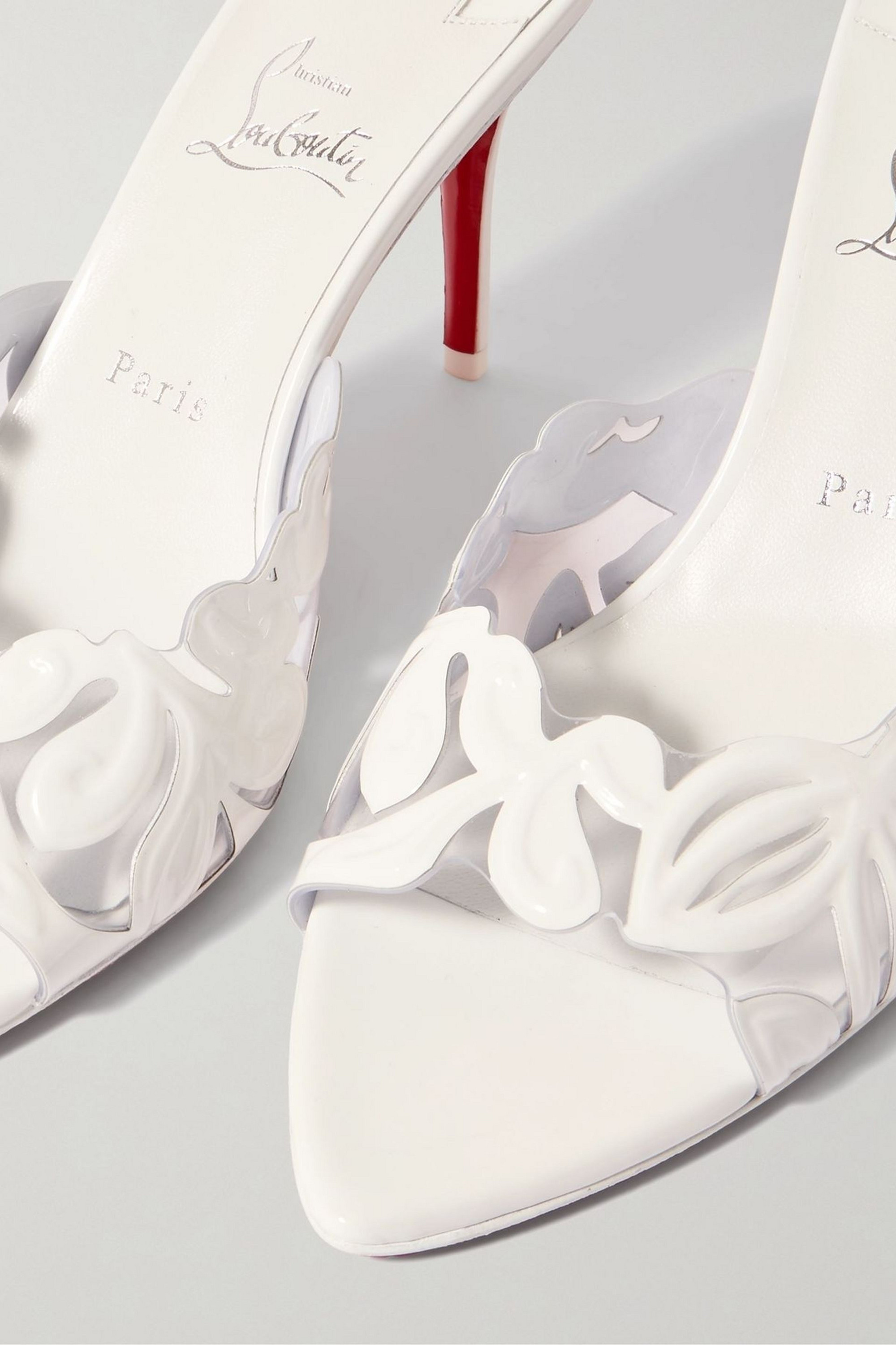 CHRISTIAN LOUBOUTIN Apostropha Petunia 80 patent-leather and PVC mules