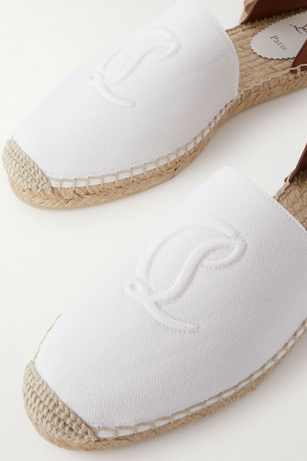 CHRISTIAN LOUBOUTIN Nanou Lace tie-detailed grosgrain-trimmed leather and canvas espadrilles