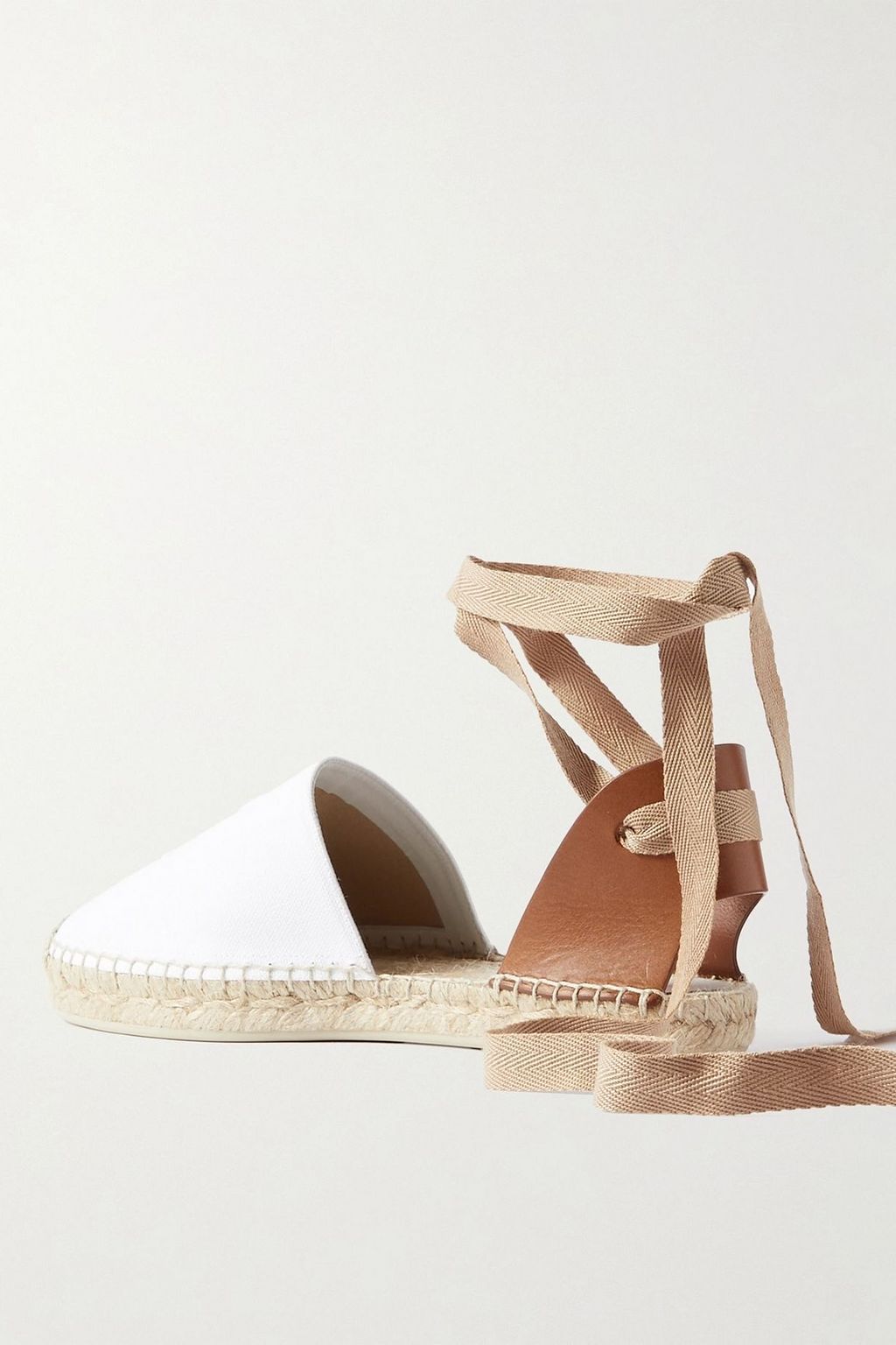 CHRISTIAN LOUBOUTIN Nanou Lace tie-detailed grosgrain-trimmed leather and canvas espadrilles