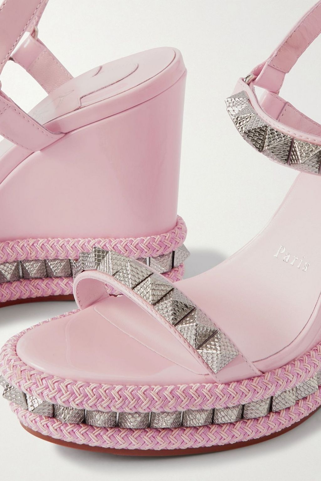 CHRISTIAN LOUBOUTIN Pyraclou 110 studded leather wedge sandals