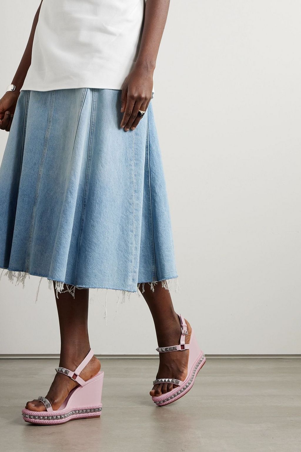 CHRISTIAN LOUBOUTIN Pyraclou 110 studded leather wedge sandals