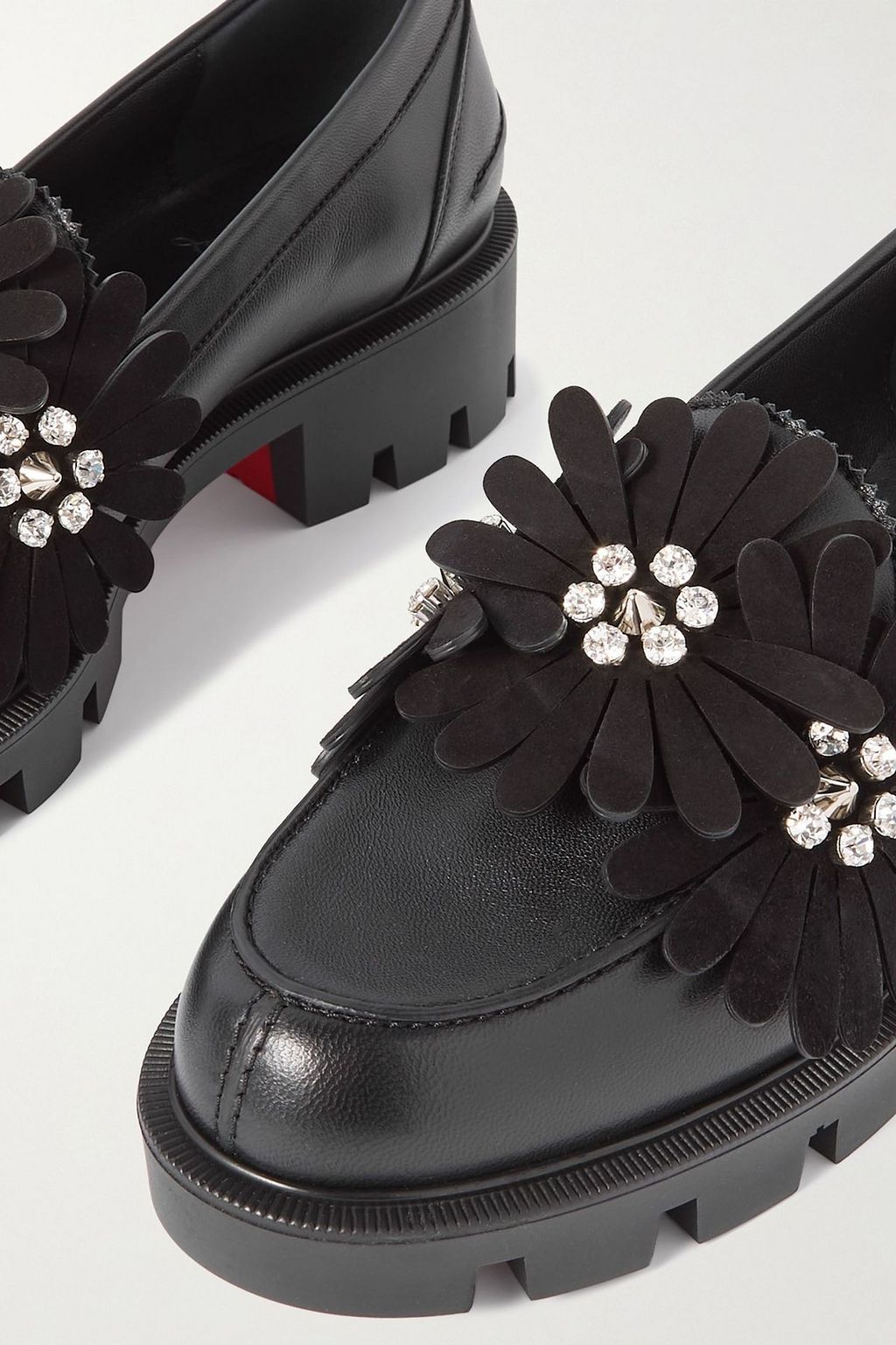 CHRISTIAN LOUBOUTIN Flora embellished leather loafers