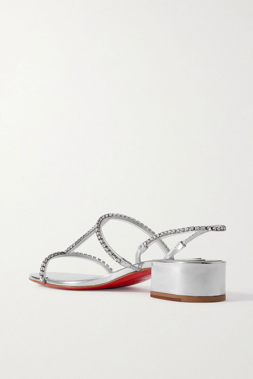 CHRISTIAN LOUBOUTIN Simple Queenie 25 crystal-embellished metallic leather slingback sandals