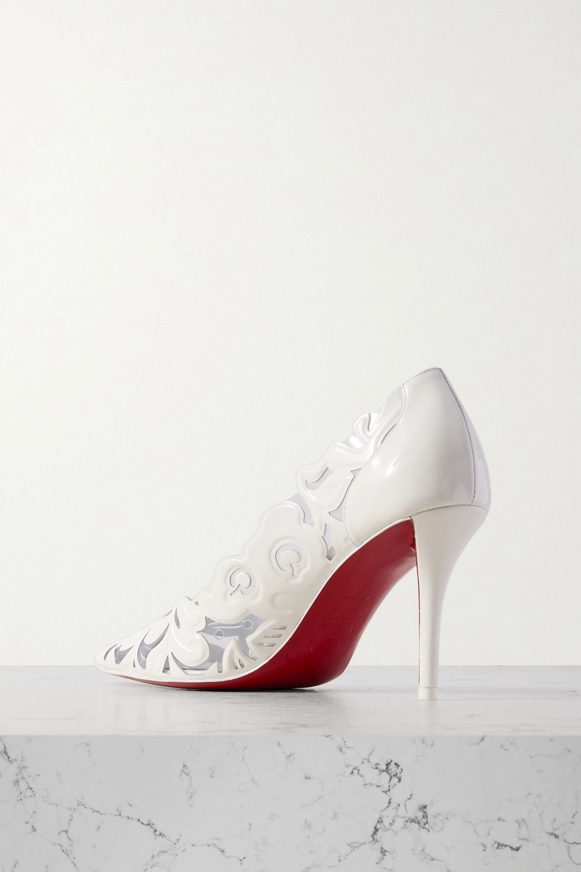CHRISTIAN LOUBOUTIN Apostropha Petunia 80 leather and PVC pumps