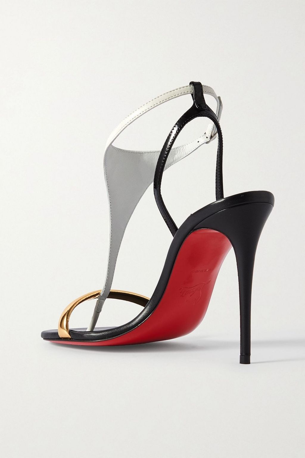 CHRISTIAN LOUBOUTIN Athina 100 metallic patent and smooth leather sandals