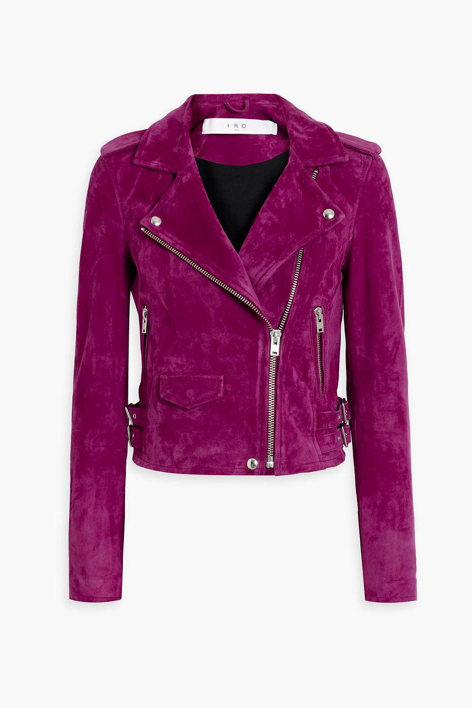 Iro Ashley Suede Biker Jacket In Magenta